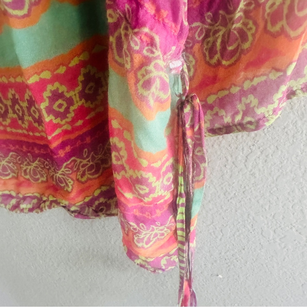 Hale Bob Sabrina silk georgette tunic Pink, orange, purple, green XS - Picture 3 of 4